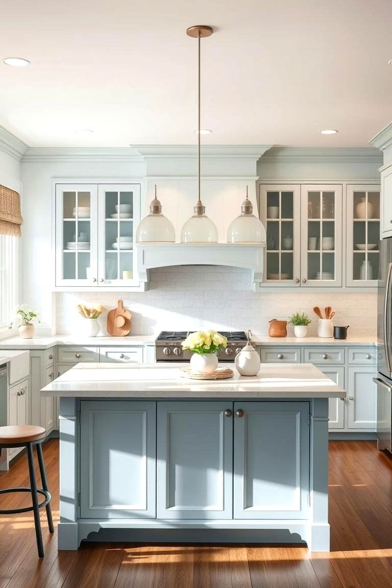 Soft Pastel Blue - 24 Kitchen Island Color Ideas