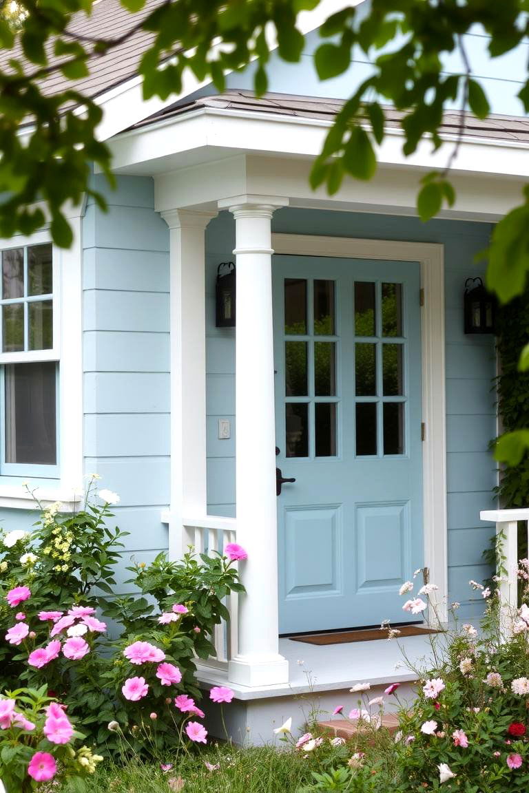 Soft Pastel Blue - 24 Exterior Door Trim Ideas