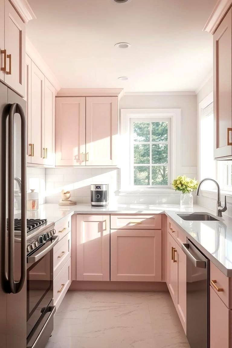 Soft Pastel Pink Cabinets - 24 Pink Kitchen Ideas