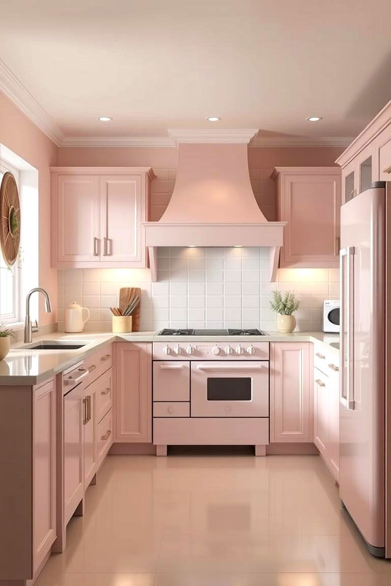Soft Pastel Pink for a Dreamy Kitchen - 24 Kitchen With Colored Appliances Ideas