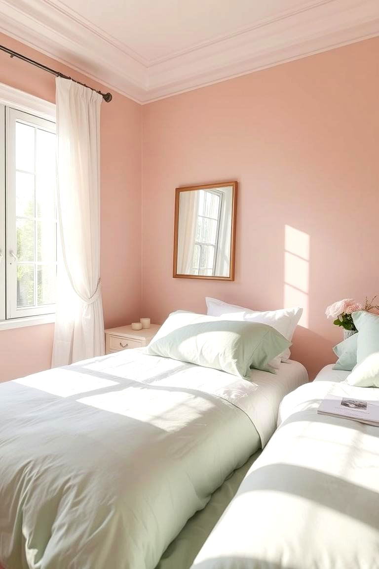 Soft Pastel Serenity - 24 Pink and Green Bedroom Ideas
