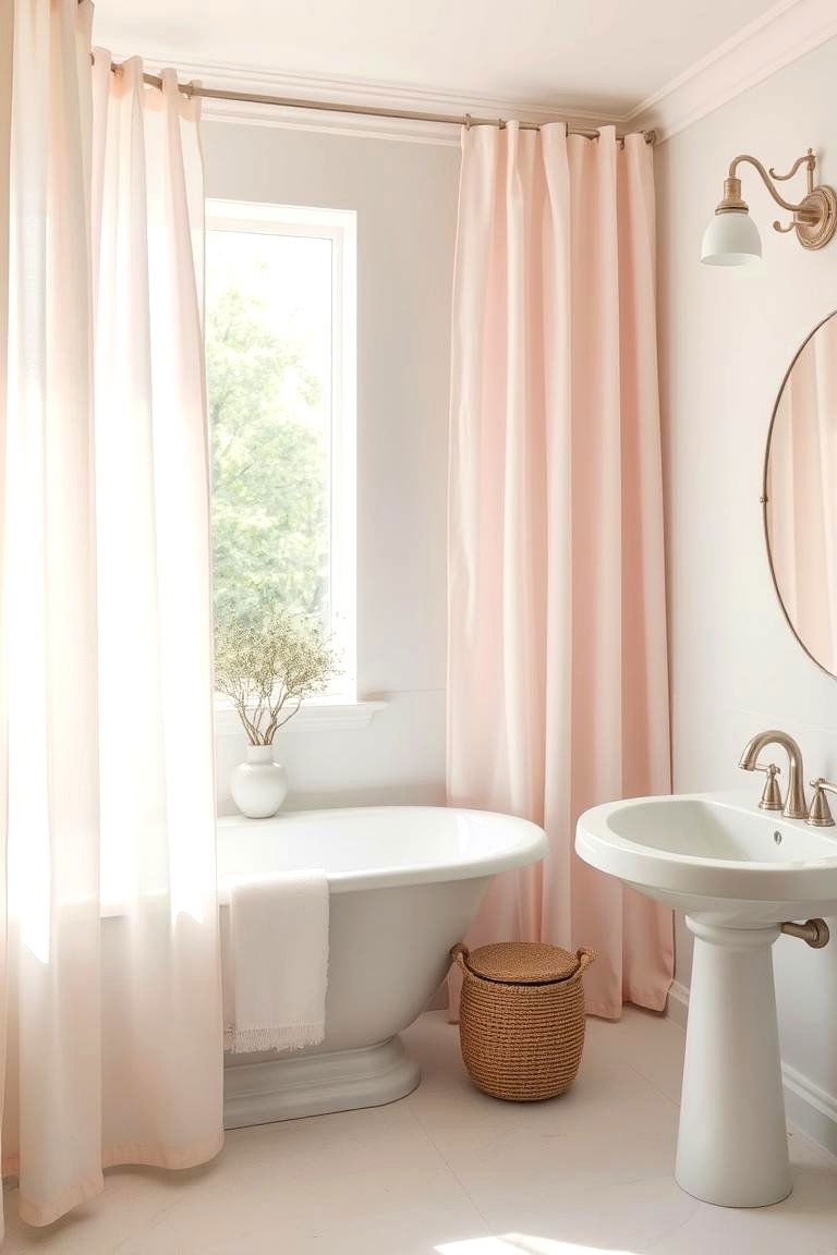 Soft Pastel Serenity - 24 bathroom curtain ideas