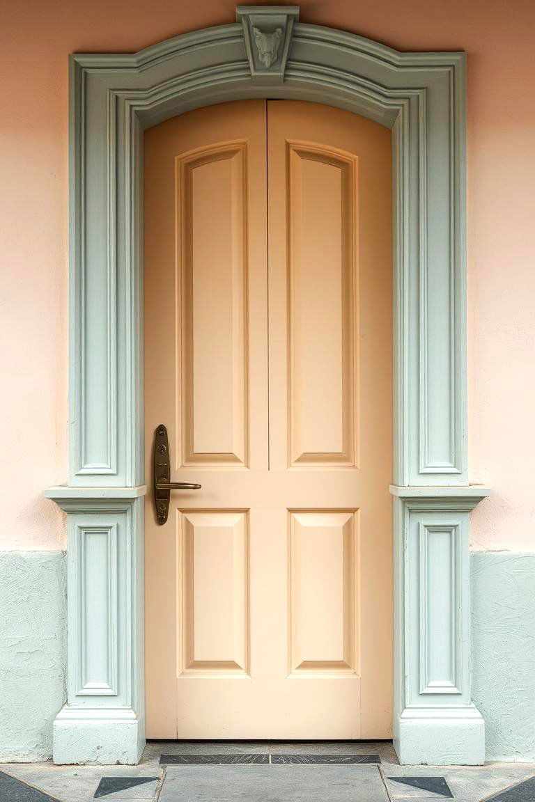 Soft Pastel Tones for Subtle Charm - 24 Colonial Front Door Ideas