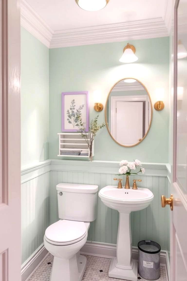Soft Pastels for a Serene Ambiance - 24 Eclectic Powder Room Ideas