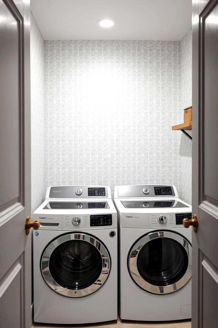 Soft Pattern with Subtle Wallpaper - 24 Laundry Room Paint Ideas