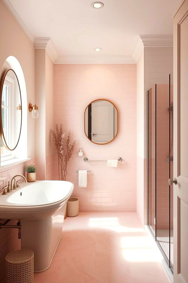 Soft Petal Palette - 24 Pink Tile Bathroom Ideas