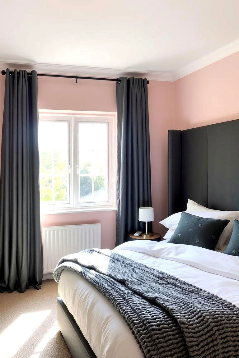 Soft Pink Walls with Grey Accents - 24 Pink and Grey Bedroom Ideas