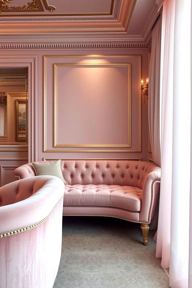 Soft Pink and Metallic Mix - 24 Pink Couch Living Room Ideas
