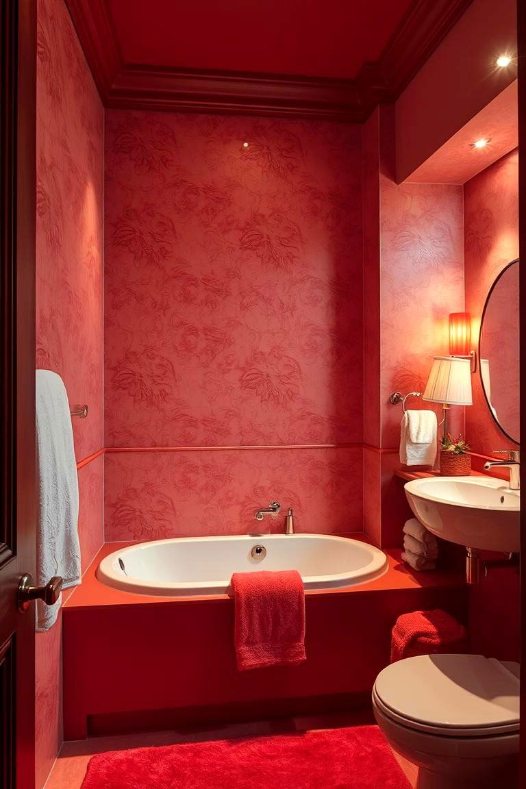Soft Red Furnishings - 24 Red Bathroom Ideas