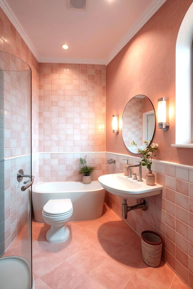 Soft Rose Revival - 24 Pink Tile Bathroom Ideas
