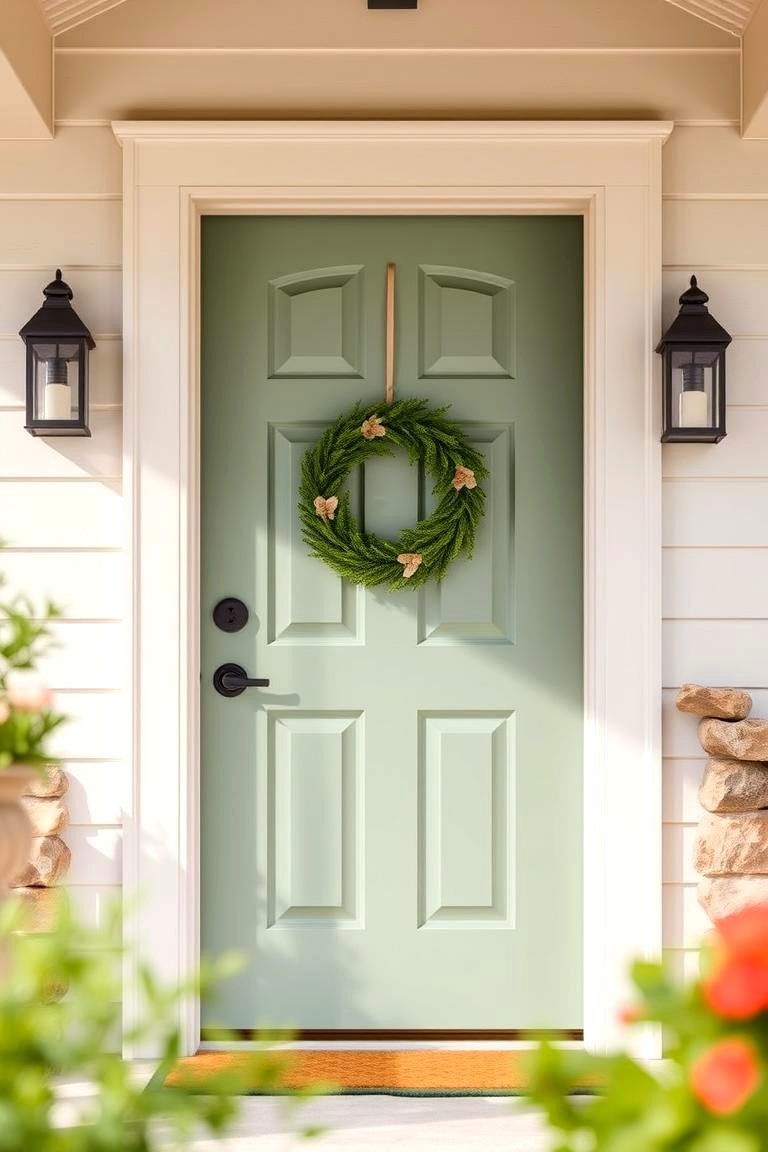 Soft Sage Green for a Subtle Nature Inspired Look - 24 Front Door Color Ideas