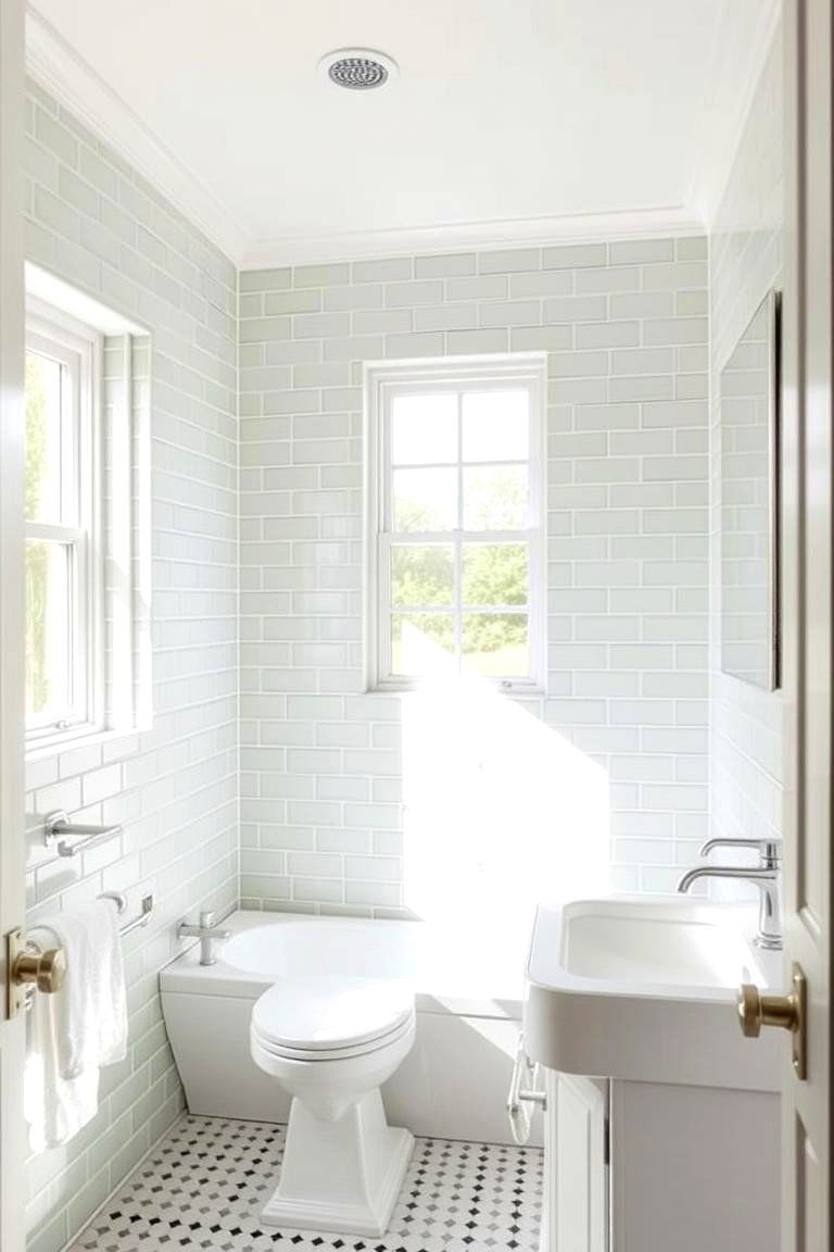 Soft Sage Subway Tiles - 24 Green Bathroom Tile Ideas