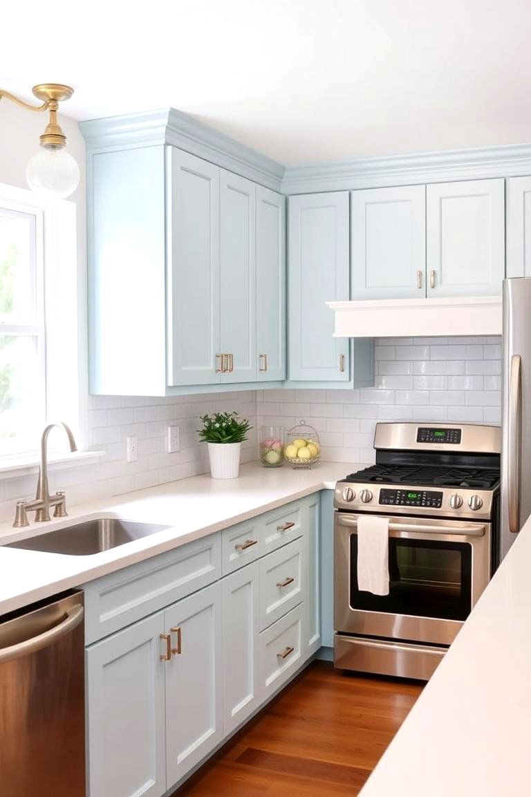 Soft Sky Blue Shaker Cabinets - 24 Light Blue Kitchen Cabinets Ideas