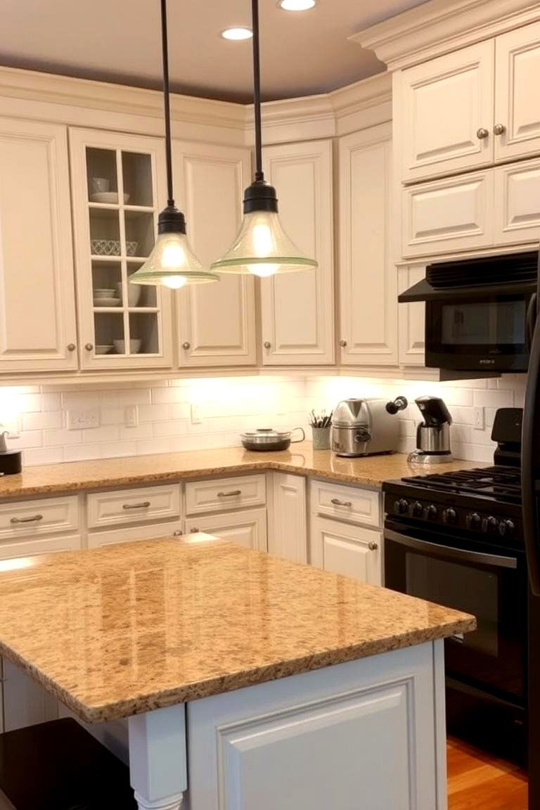Soft Sophistication with Off White Cabinets - 24 What Color Cabinets Go With Black Appliances