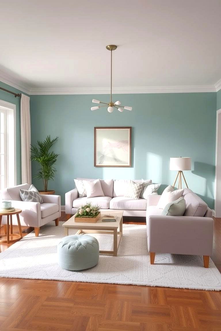 Soft Teal with Pastels - 24 Teal Living Room Ideas