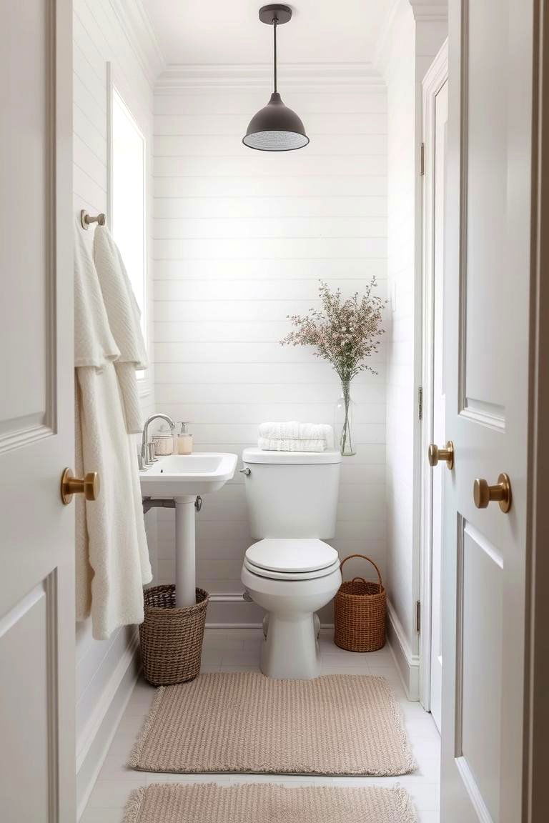 Soft Textile Accents - 24 Small White Bathroom Ideas