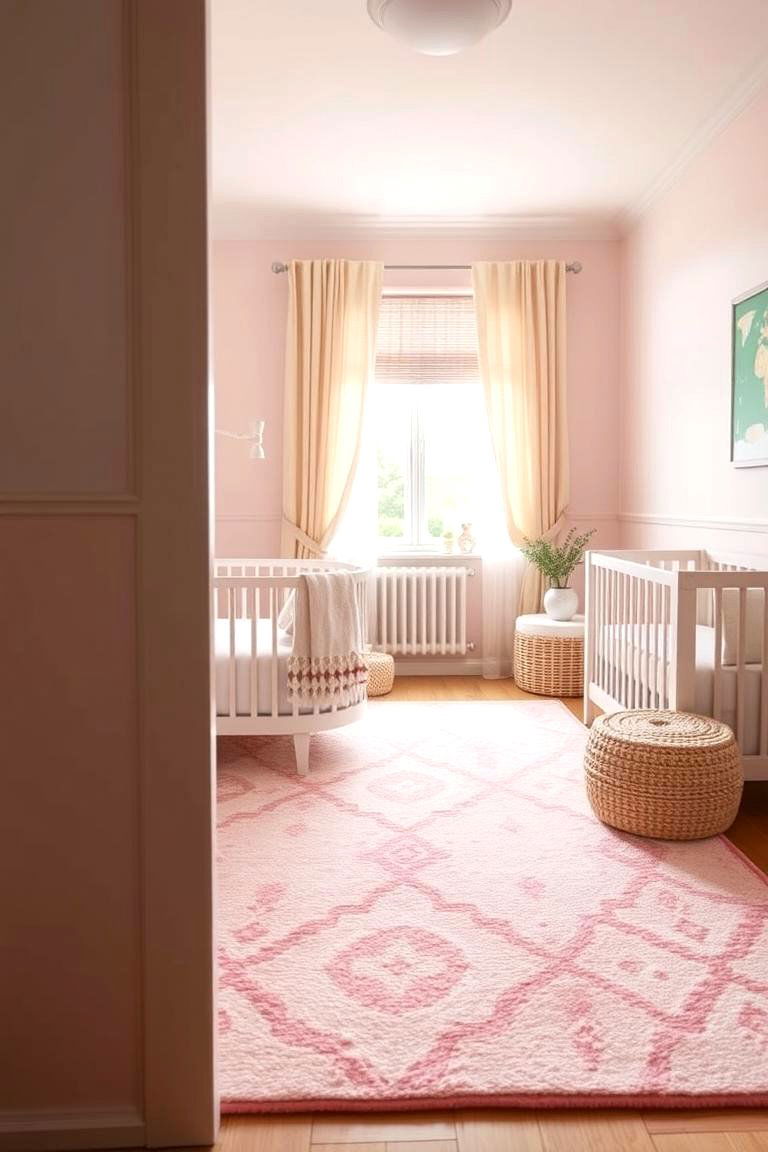 Soft Textured Area Rug - 24 Pink and Green Nursery Ideas