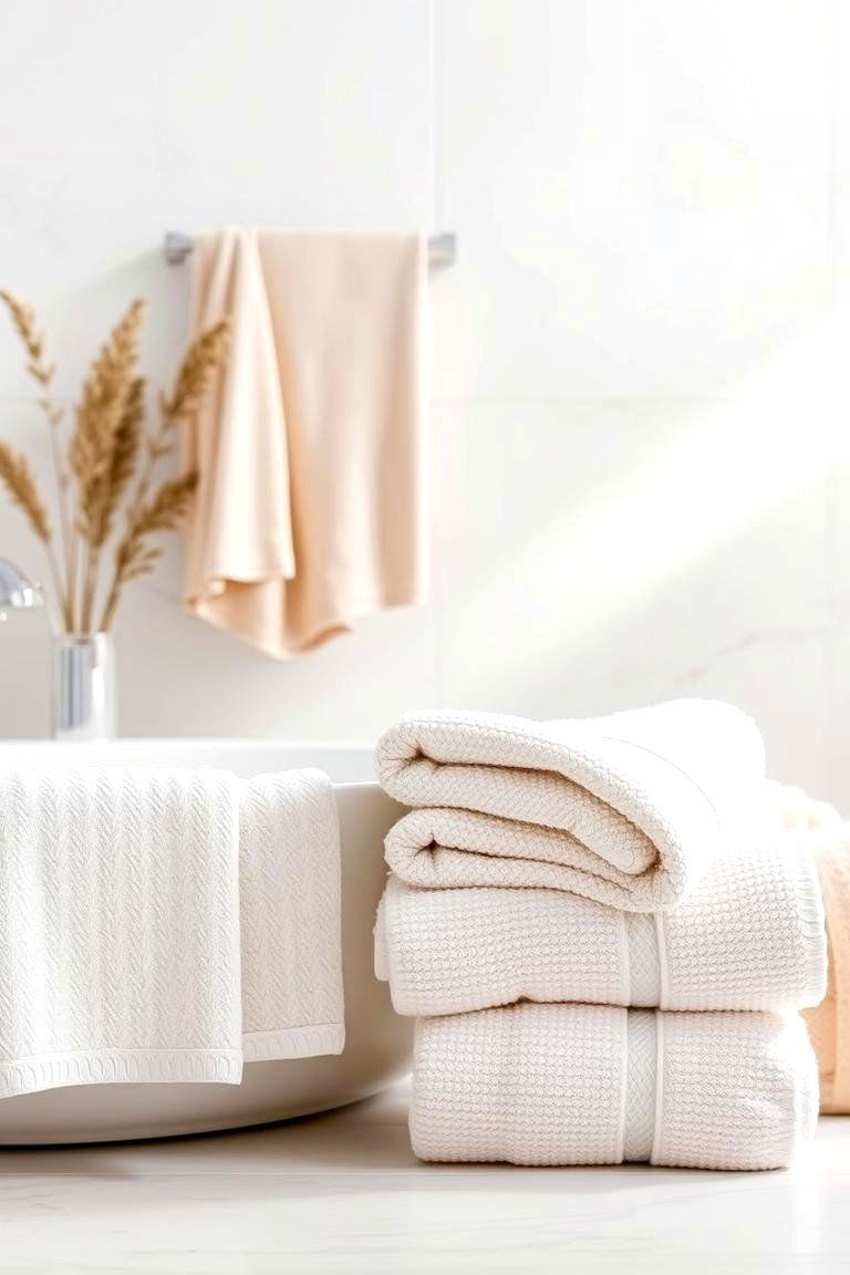 Soft Textured Towels - 24 Beige and White Bathroom Ideas