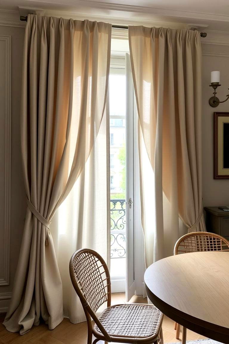 Soft and Elegant Drapery - 24 Parisian Dining Room Ideas