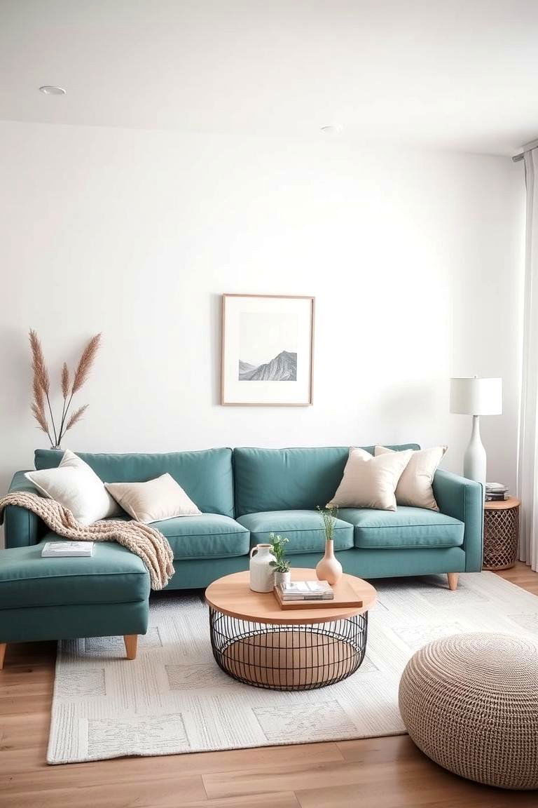 Soft and Subdued - 24 Teal Couch Living Room Ideas