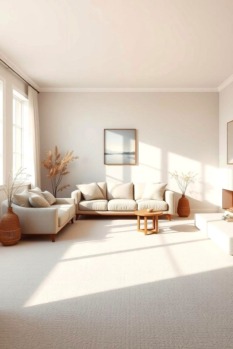Soft and Subtle Carpet - 24 Living Room Carpet Ideas