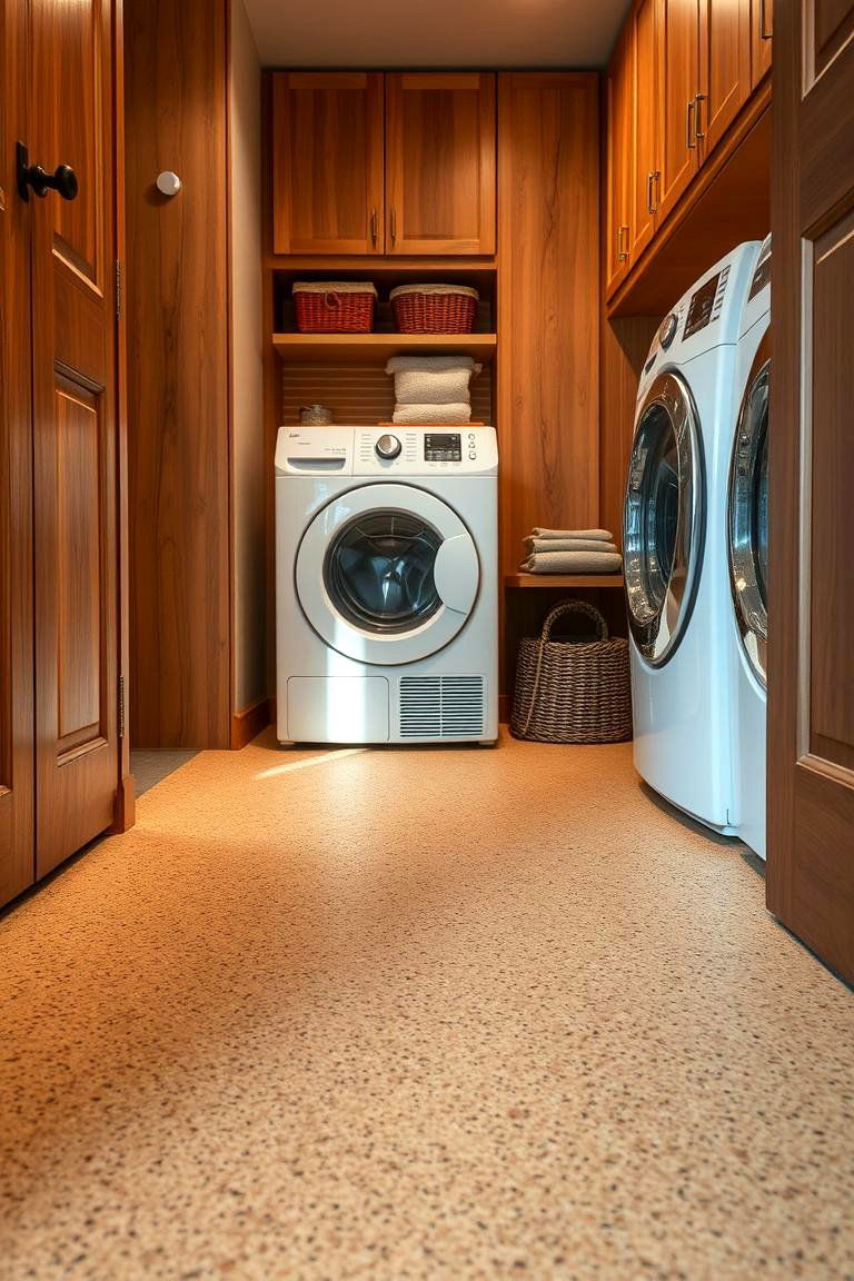 Soft and Subtle Cork Comfort - 24 Laundry Room Floor Ideas
