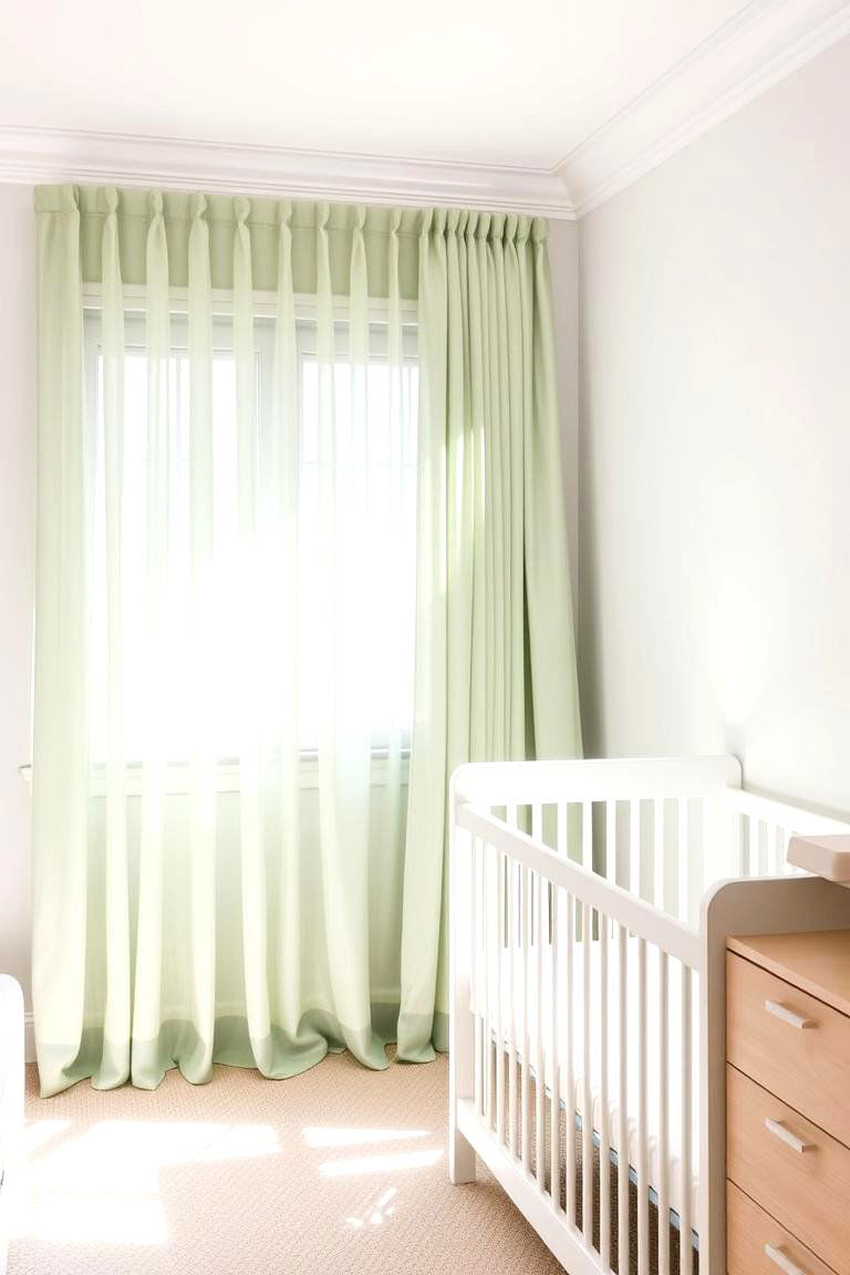 Soften the Light with Sage Green Curtains - 24 Sage Green Nursery Ideas