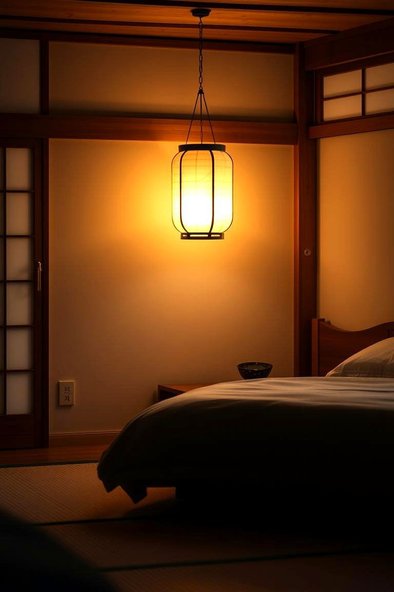 Soften the Lighting with Elegant Paper Lanterns Andon - 24 Japanese Bedroom Design Ideas