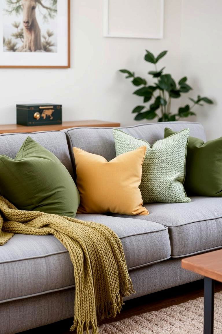 Soften the Scene with Green Throw Pillows and Blankets - 24 Green Living Room Ideas