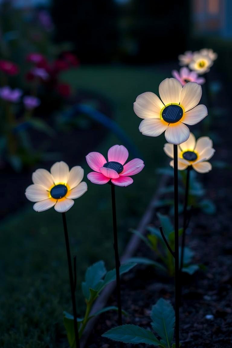 Solar Garden Stakes for Effortless Lighting - 24 Backyard Lighting Ideas