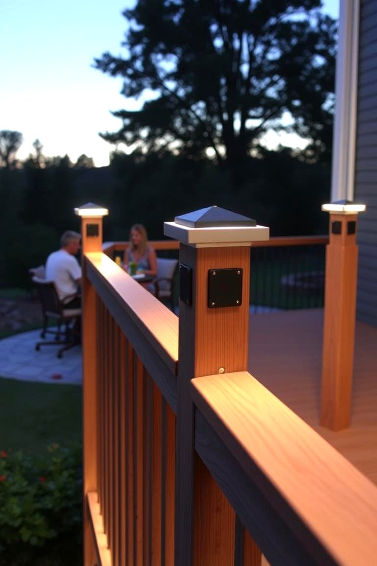 Solar Light Integrated Railing - 24 Wood Deck Railing Ideas