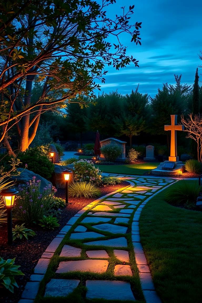 Solar Lights for Evening Ambiance - 24 Memorial Garden Ideas