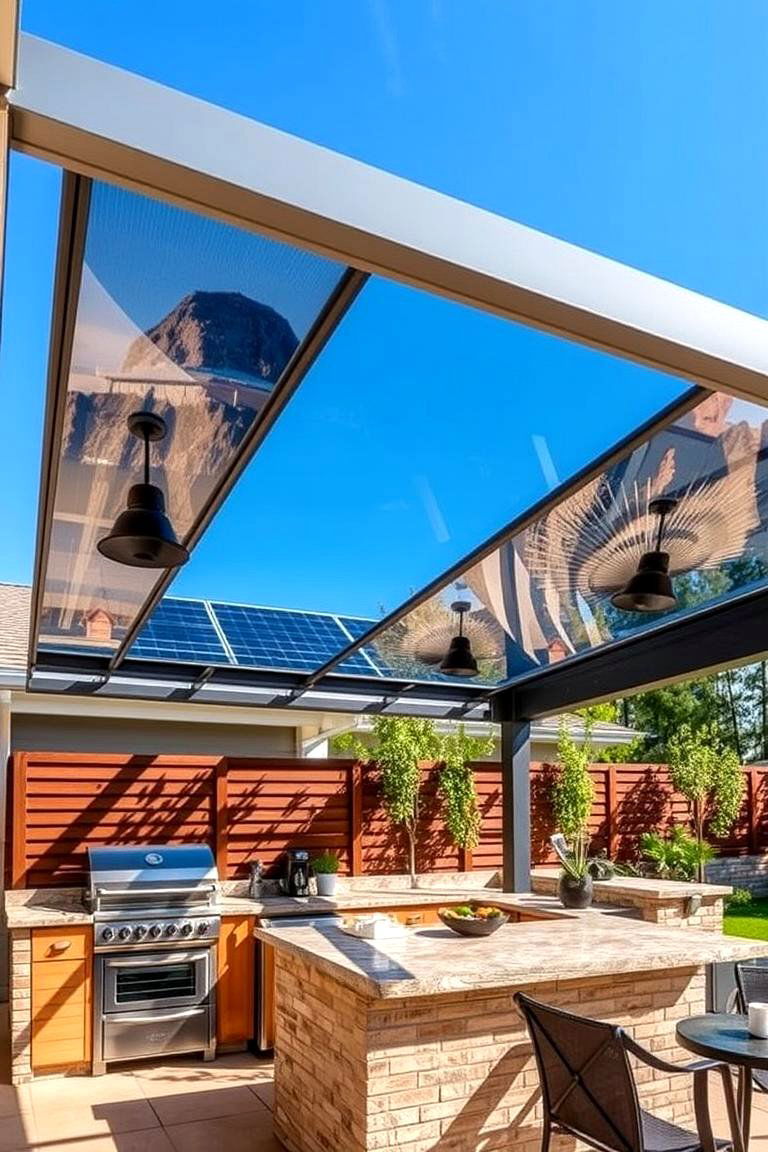 Solar Panel Integrated Roof - 24 Outdoor Kitchen Roof Ideas