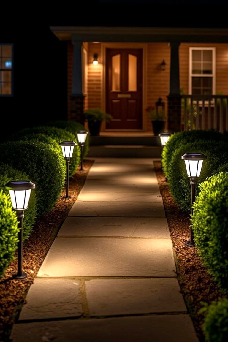 Solar Pathway Lights - 24 Front Porch Lighting Ideas