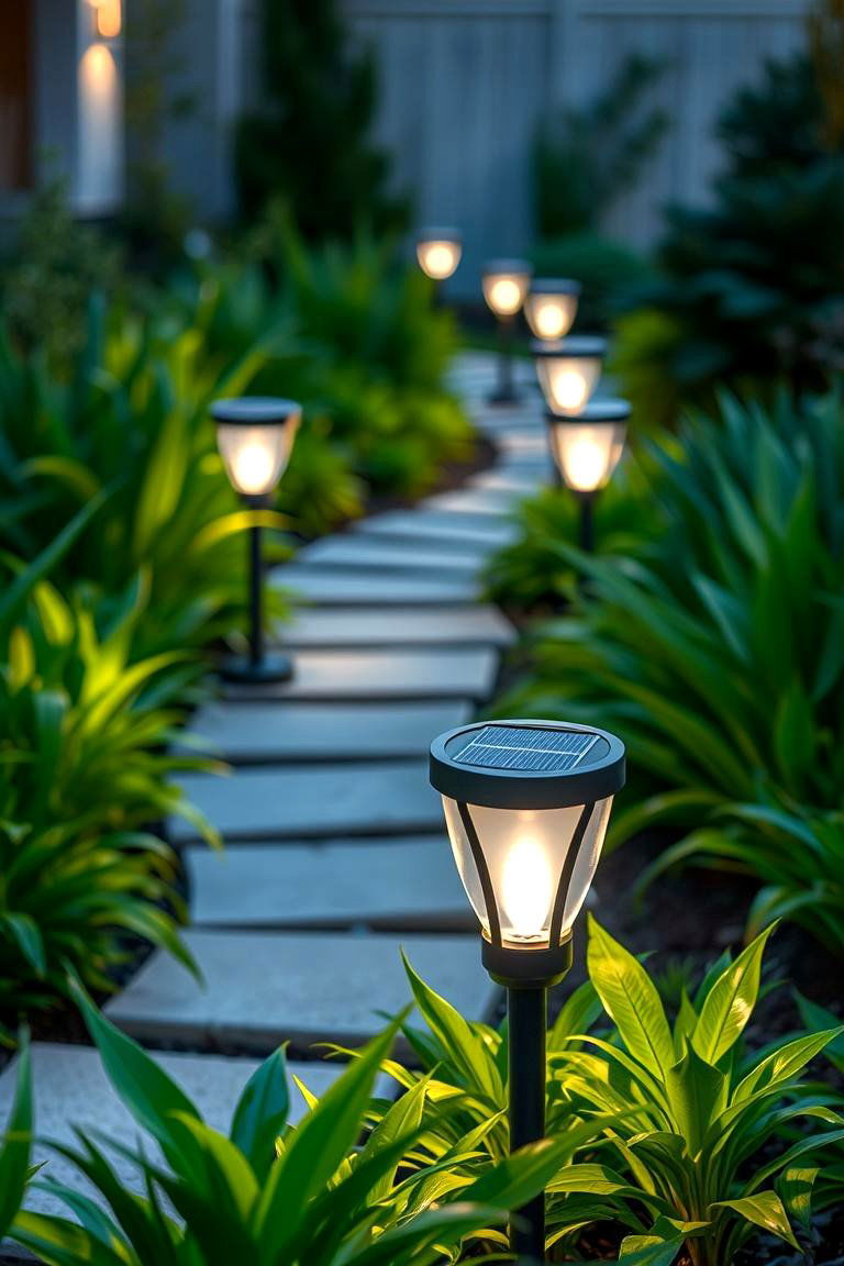 Solar Powered Garden Lights - 24 Garden Art Ideas