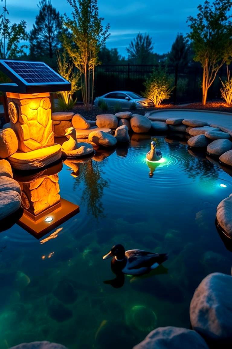 Solar Powered Illuminated Duck Pond - 24 Duck Pond Ideas