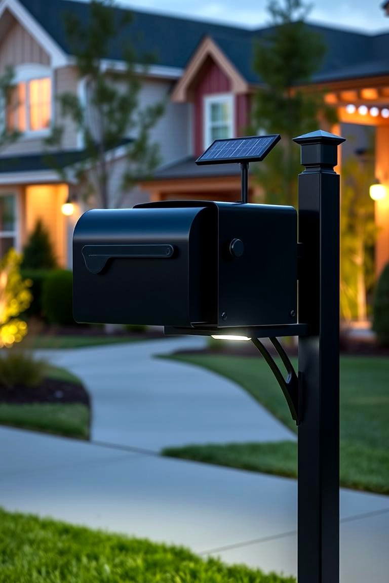 Solar Powered Illuminated Mailbox Post - 24 Mailbox Post Ideas