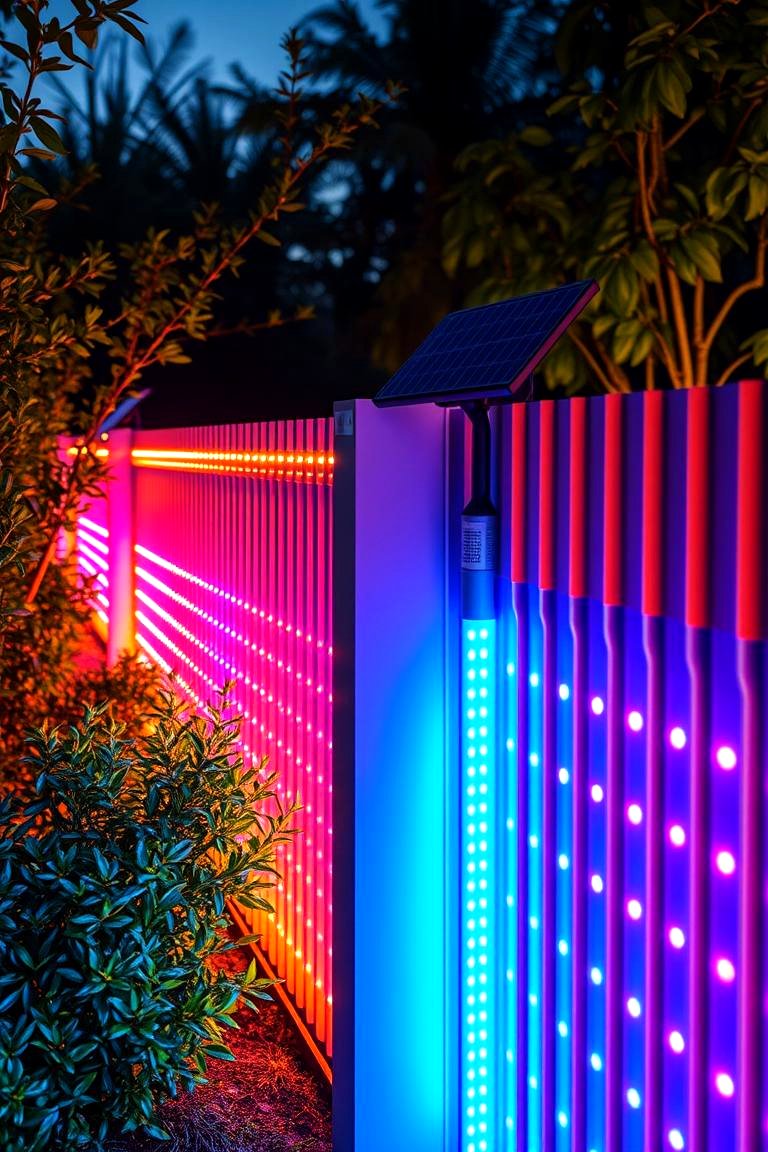 Solar Powered LED Corner Fence - 24 Corner Fence Ideas