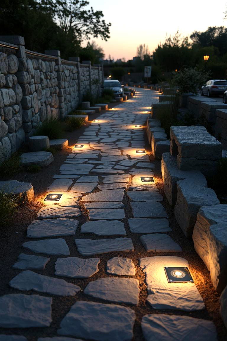 Solar Powered Lit Stone Walkway - 24 Stone Walkway Ideas