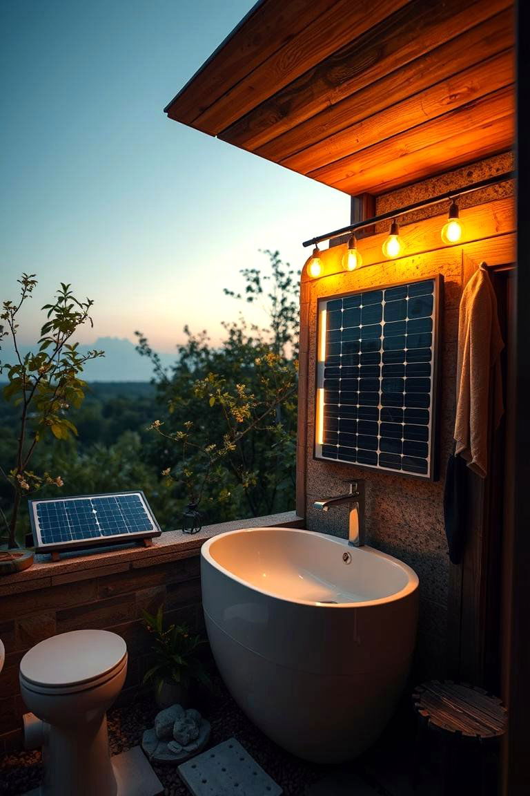 Solar Powered Outdoor Lighting Bathroom - 24 Rustic Outdoor Bathroom Ideas