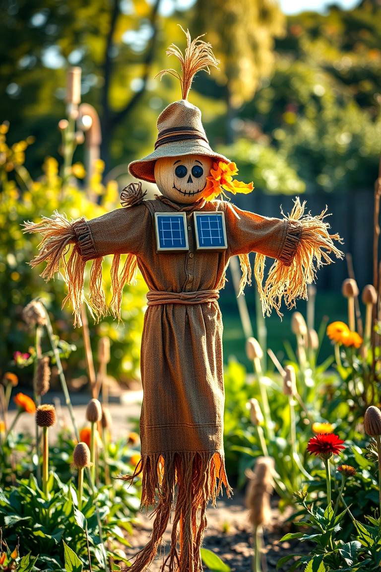 Solar Powered Scarecrow - 24 Garden Scarecrow Ideas