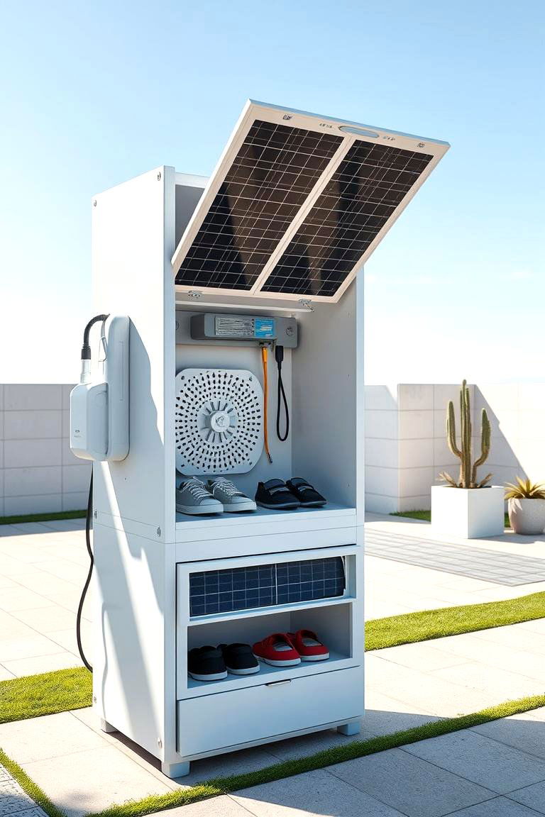 Solar Powered Shoe Dryer and Storage Combo - 24 Outdoor Shoe Storage Ideas