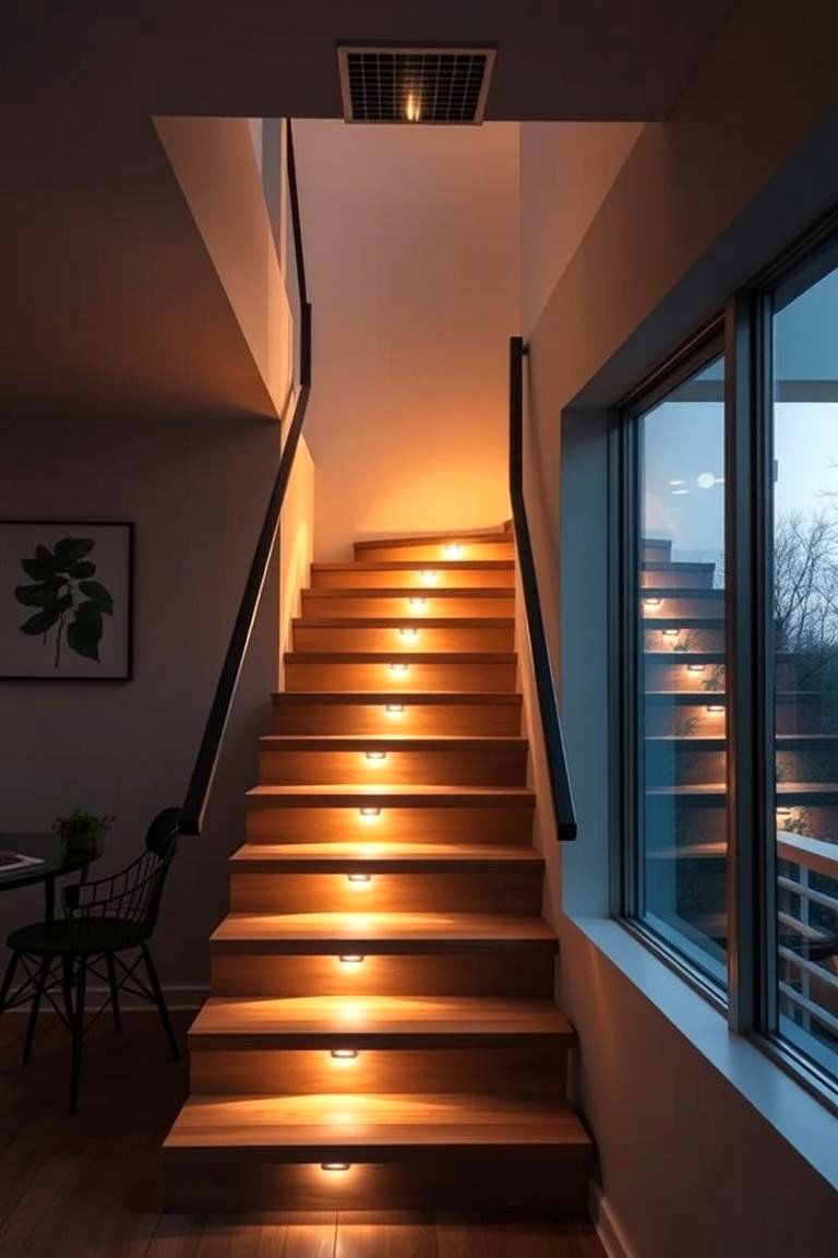 Solar Powered Stair Lights - 24 Staircase Lighting Ideas