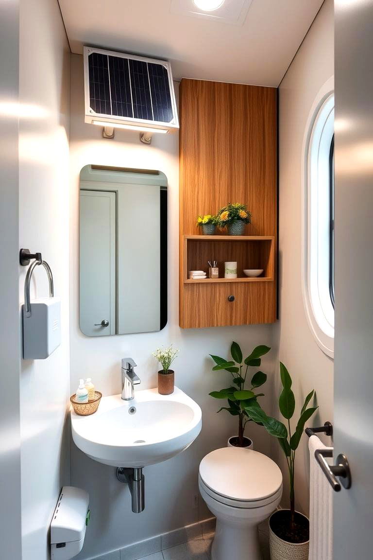 Solar Powered Vanity Lights for Sustainable Style - 24 Small Green Bathroom Ideas