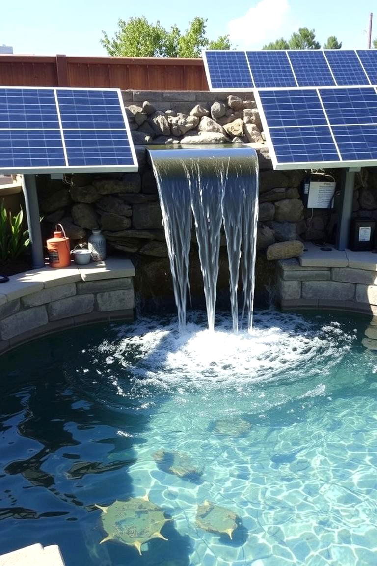 Solar Powered Waterfall - 24 Small Pool Waterfall Ideas