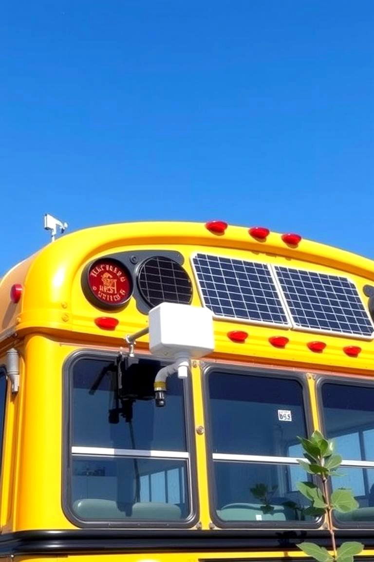 Solar Powered Watering System for Bus Greenhouse - 24 School Bus Greenhouse Ideas