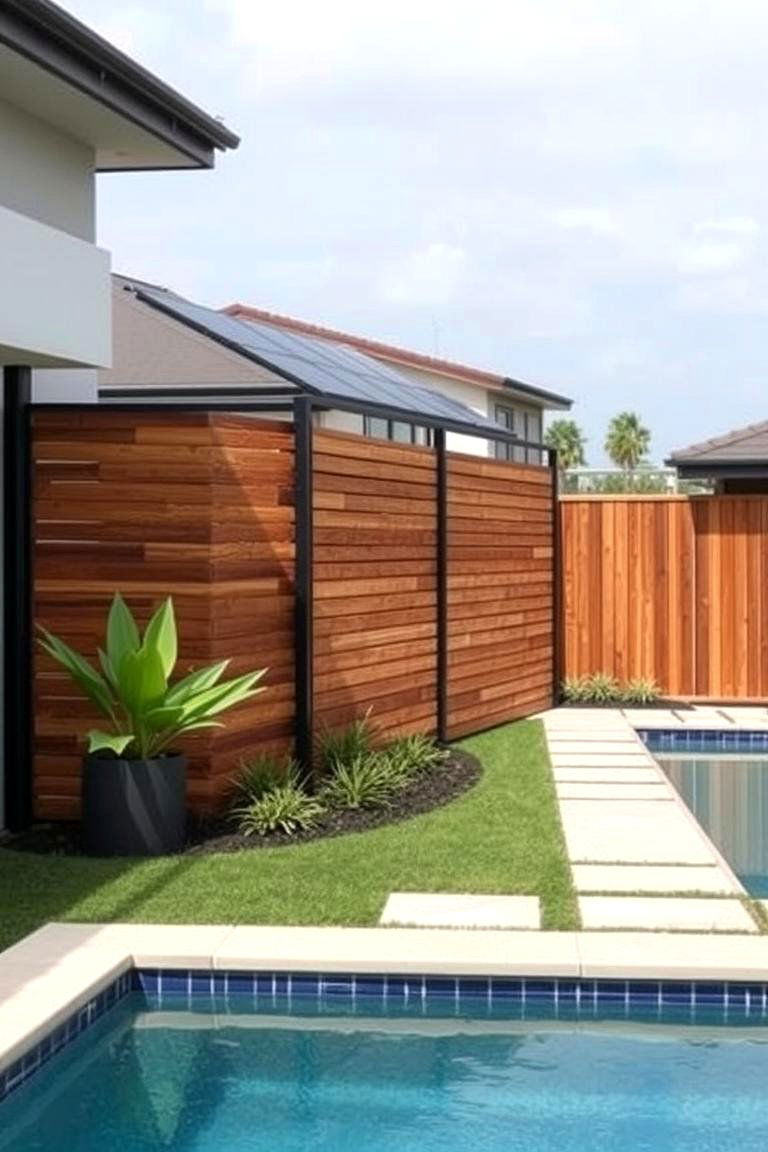 Solar Privacy Fencing for Sustainable Style - 24 Pool Privacy Ideas