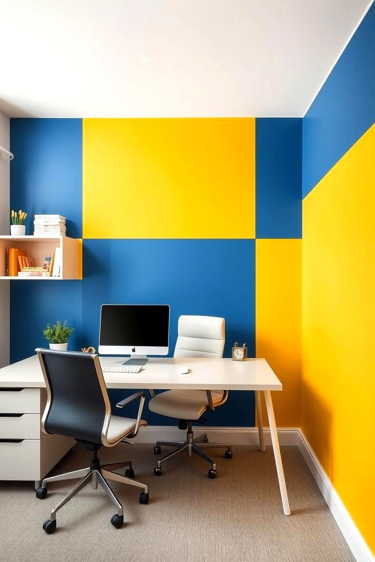 Solid Color Block Wallpaper - 24 Office Wallpaper Ideas
