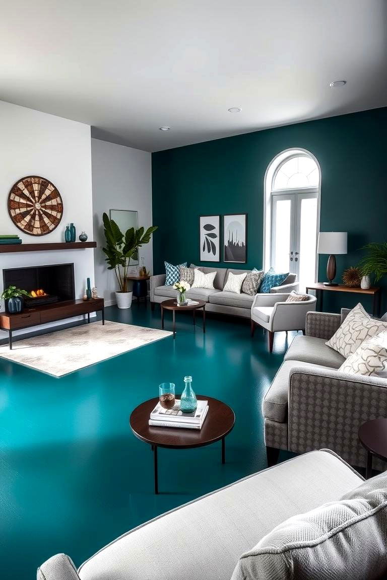 Solid Color Statement - 24 Painted Floor Ideas