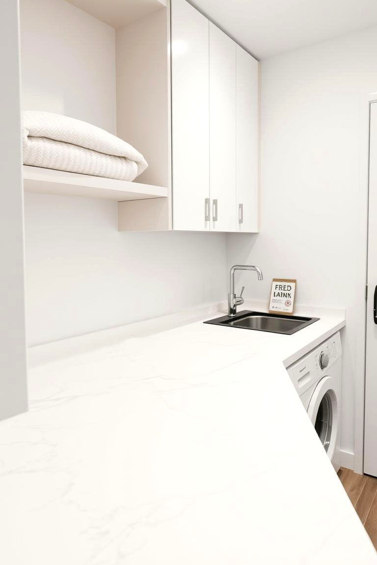 Solid Surface Countertops for Seamless Integration - 24 Laundry Room Countertop Ideas